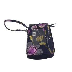Vera Bradley Wristlet Zip Around Wallet Floral Nightingale Navy ID Card Holder